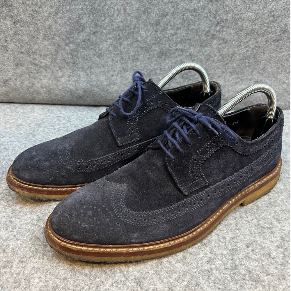 To Boot Navy Blue Suede Wingtip Brogue Oxford Dress Shoes Men's Size 9.5